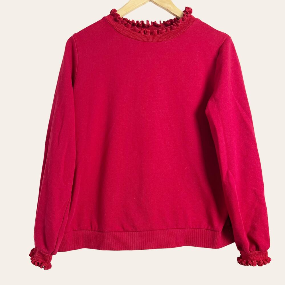 Who What Wear Red Crewneck Mockneck Ruffled Pullover Holiday Sweater Size Large